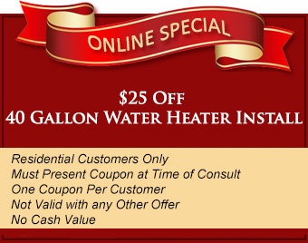 20 off 40 gallon water heater install